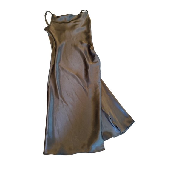 Bebe Black Satin Slip Dress XS Vintage 90s Y2K Prom HOCO Goth Whimsygoth - Picture 1 of 4